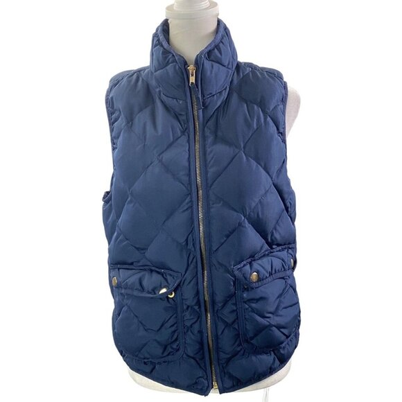 WOOLRICH Women Size S Blue Quilted Duck Down Puff Vest Filling Full Zip Pockets - Picture 2 of 16